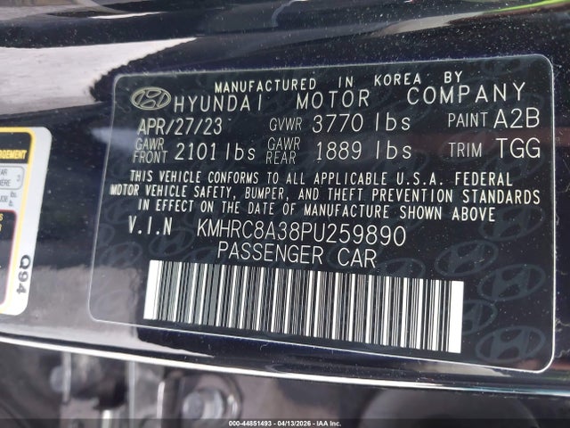 Aukcja sprzedaży 2023 Hyundai Venue Sel, vin: KMHRC8A38PU259890, numer aukcji: 44851493