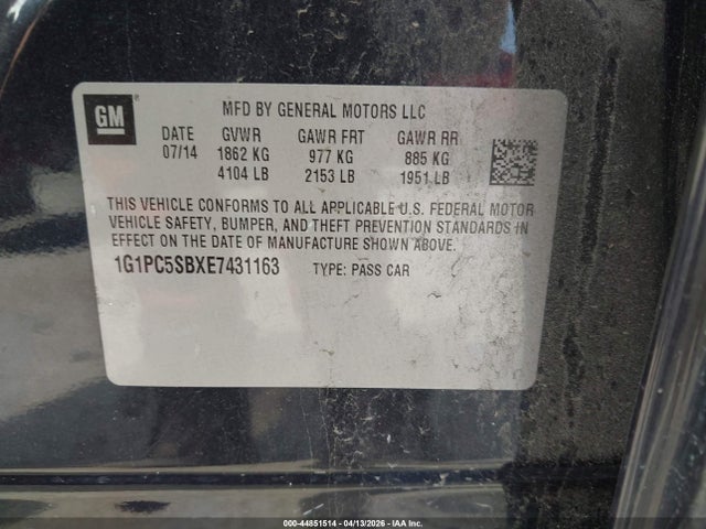 Продаж на аукціоні авто 2014 Chevrolet Cruze 1lt Auto, vin: 1G1PC5SBXE7431163, номер лоту: 44851514