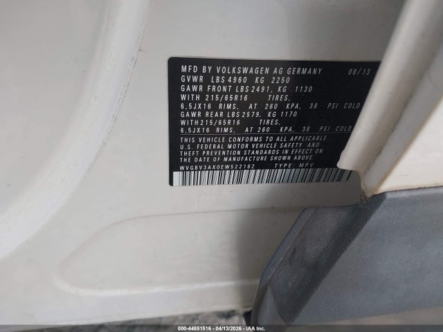 WVGBV3AX0EW522182 Volkswagen Tiguan R-line/s/se/sel