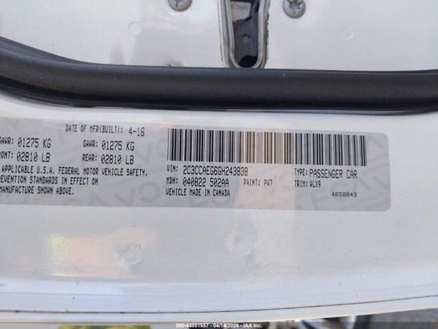 44851557 :رقم المزاد ، 2C3CCAEG6GH243838 vin ، 2016 Chrysler 300c مزاد بيع