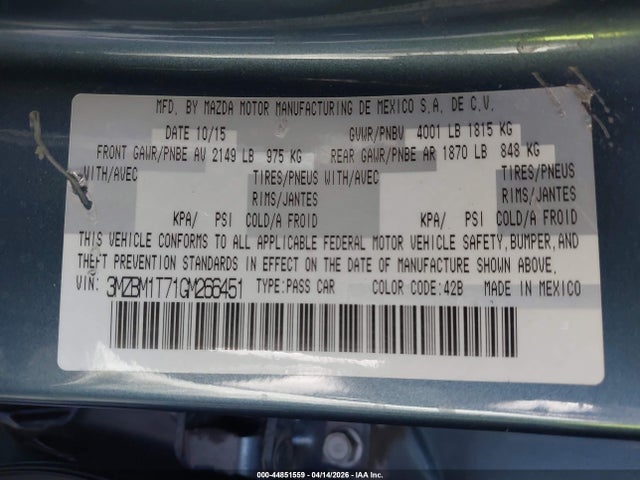 3MZBM1T71GM266451 Mazda Mazda3 I Sport