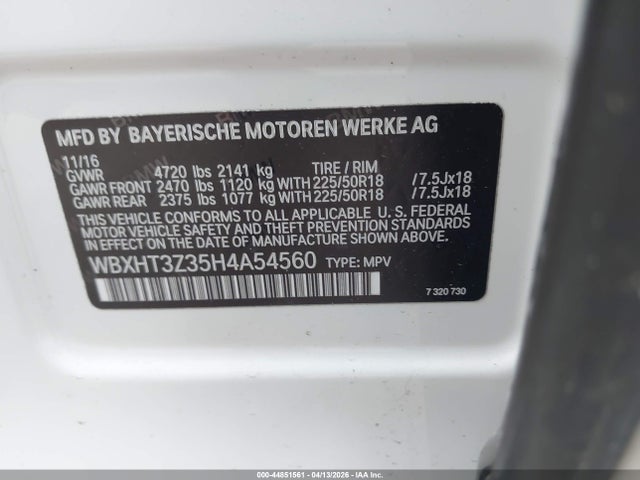 Aukcja sprzedaży 2017 Bmw X1 Xdrive28i, vin: WBXHT3Z35H4A54560, numer aukcji: 44851561