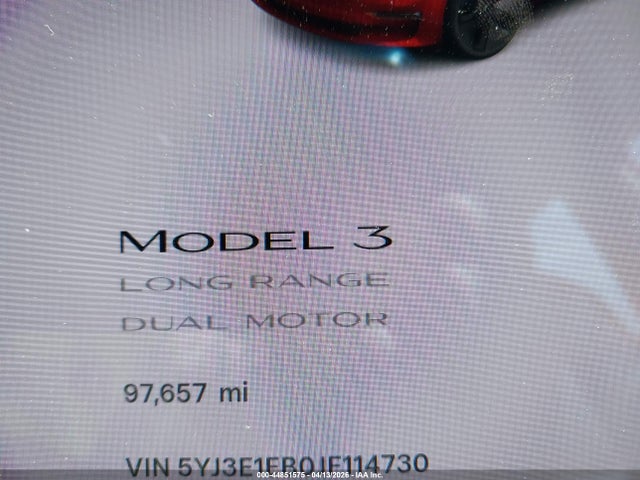 2018 Tesla Model 3 Long Range/performance მანქანა იყიდება აუქციონზე, vin: 5YJ3E1EB0JF114730, აუქციონის ნომერი: 44851575