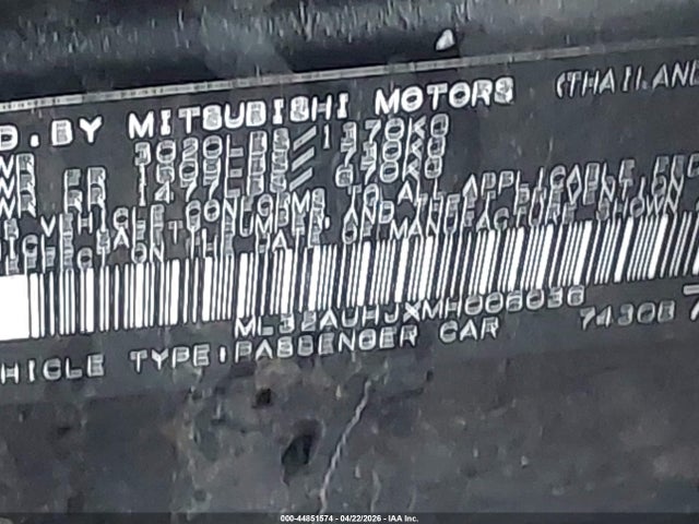 Aukcja sprzedaży 2021 Mitsubishi Mirage Carbonite Edition/es/le, vin: ML32AUHJXMH006036, numer aukcji: 44851574