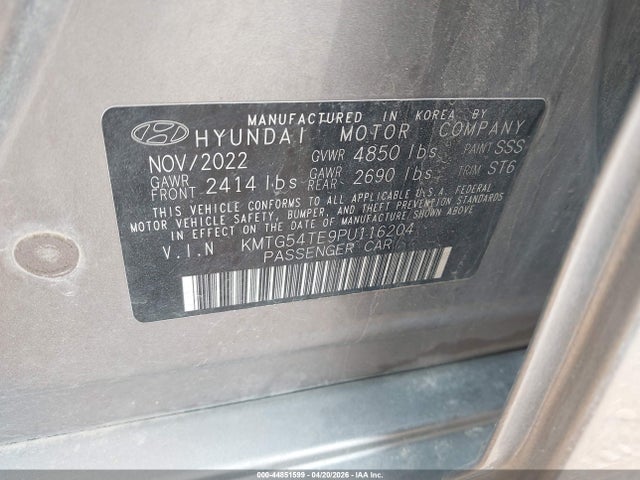 44851599 :رقم المزاد ، KMTG54TE9PU116204 vin ، 2023 Genesis G70 3.3t Rwd مزاد بيع
