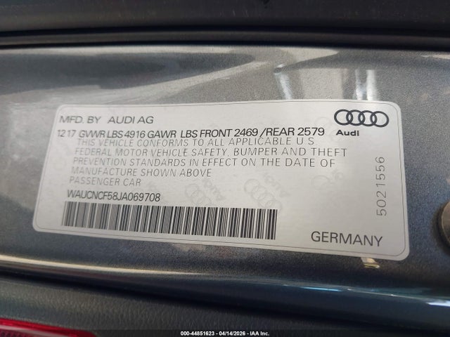 Продаж на аукціоні авто 2018 Audi A5 2.0t Premium, vin: WAUCNCF58JA069708, номер лоту: 44851623