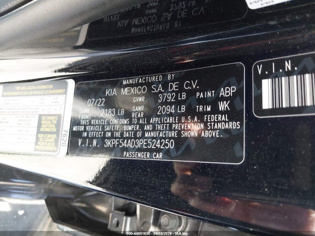 Aukcja sprzedaży 2023 Kia Forte Gt-line, vin: 3KPF54AD3PE524250, numer aukcji: 44851630