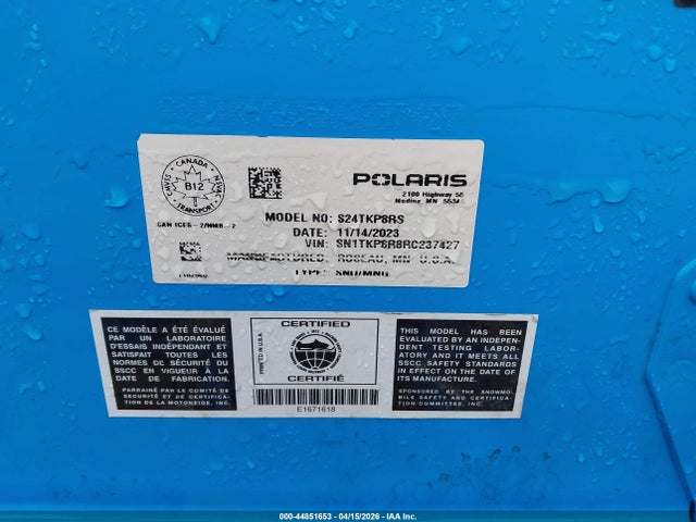 Polaris Indy 850 Xc 2024 SN1TKP8R8RC237427 Image 9
