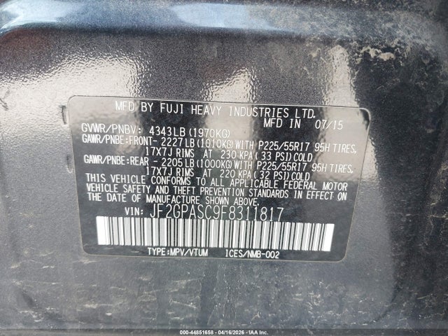 Продажа на аукционе авто 2015 Subaru Xv Crosstrek 2.0i Limited, vin: JF2GPASC9F8311817, номер лота: 44851658