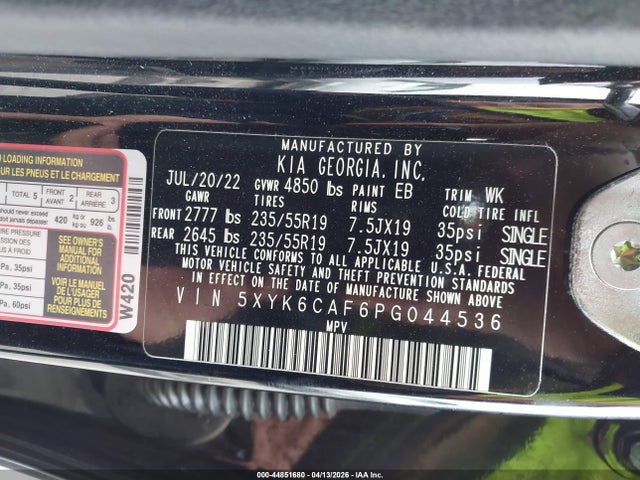 Продаж на аукціоні авто 2023 Kia Sportage X-line, vin: 5XYK6CAF6PG044536, номер лоту: 44851680