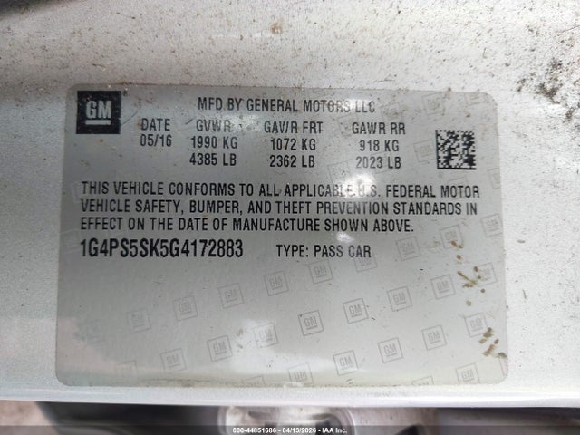 Продаж на аукціоні авто 2016 Buick Verano Leather Group, vin: 1G4PS5SK5G4172883, номер лоту: 44851686