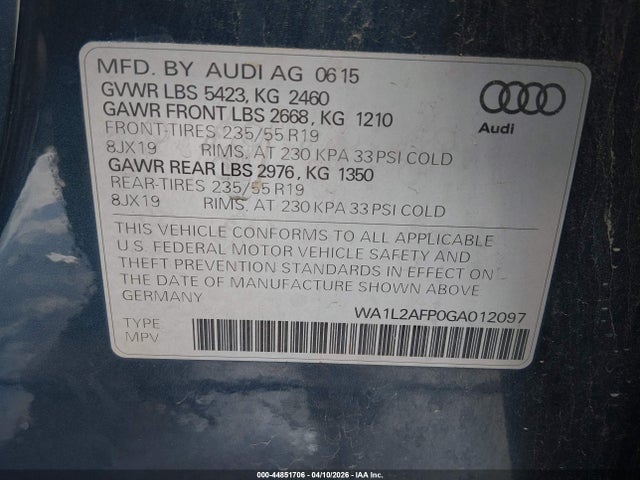 2016 AUDI Q5 WA1L2AFP0GA012097 Photo 8