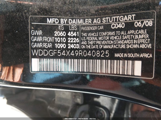 44851737 :رقم المزاد ، WDDGF54X49R040825 vin ، 2009 Mercedes-benz C 300 Sport مزاد بيع
