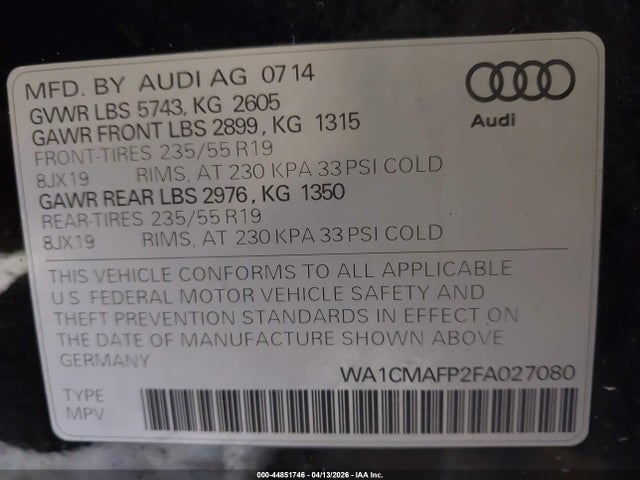 2015 AUDI Q5 WA1CMAFP2FA027080 Photo 8
