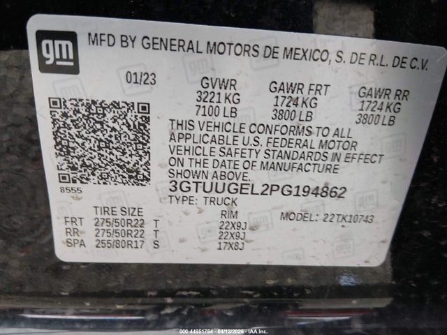 Продаж на аукціоні авто 2023 Gmc Sierra 1500 4wd  Standard Box Denali, vin: 3GTUUGEL2PG194862, номер лоту: 44851754