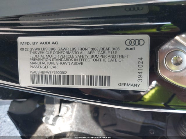 Aukcja sprzedaży 2023 Audi Rs E-tron Gt Quattro, vin: WAUBHBFW3P7900902, numer aukcji: 44851775