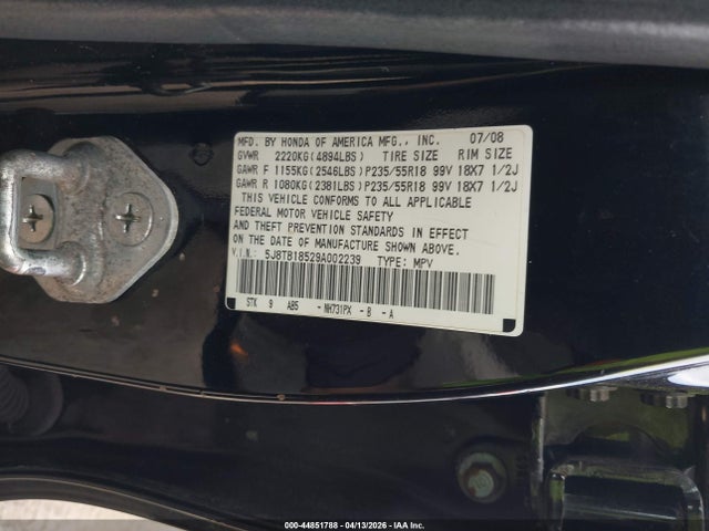 Продажа на аукционе авто 2009 Acura Rdx, vin: 5J8TB18529A002239, номер лота: 44851788