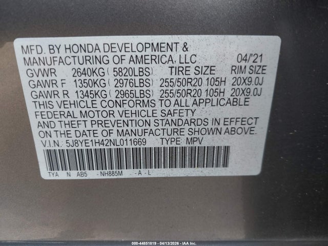 Продажа на аукционе авто 2022 Acura Mdx Technology Package, vin: 5J8YE1H42NL011669, номер лота: 44851819