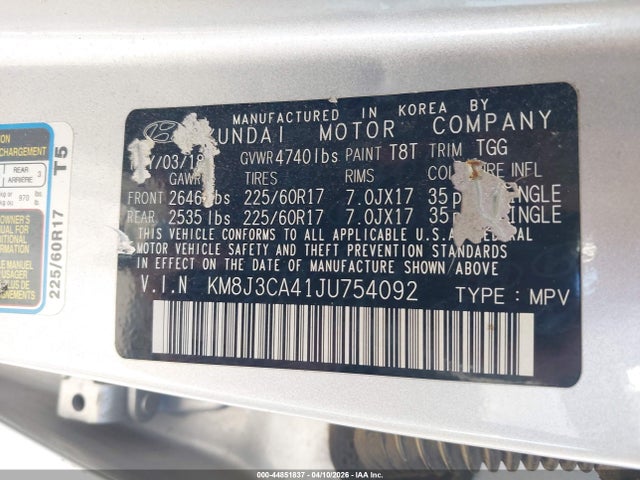Aukcja sprzedaży 2018 Hyundai Tucson Sel, vin: KM8J3CA41JU754092, numer aukcji: 44851837