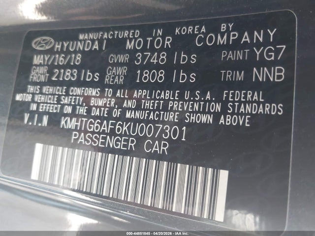 Продаж на аукціоні авто 2019 Hyundai Veloster 2.0 Premium, vin: KMHTG6AF6KU007301, номер лоту: 44851845