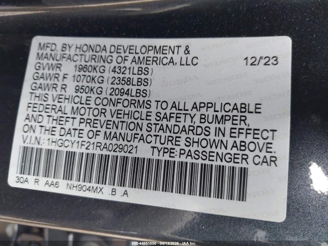 1HGCY1F21RA029021 Honda ACCORD LX