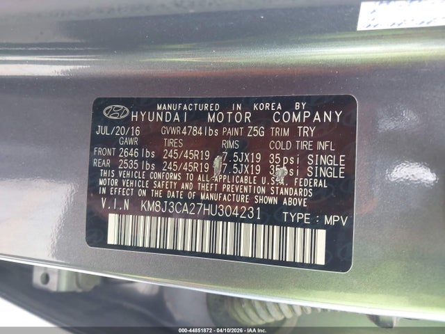 2017 HYUNDAI TUCSON KM8J3CA27HU304231 Photo 8