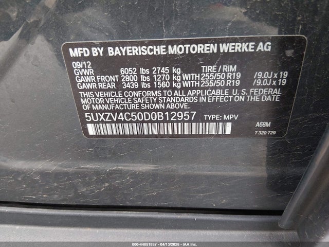 Aukcja sprzedaży 2013 Bmw X5 Xdrive35i/xdrive35i Premium/xdrive35i Sport Activity, vin: 5UXZV4C50D0B12957, numer aukcji: 44851887