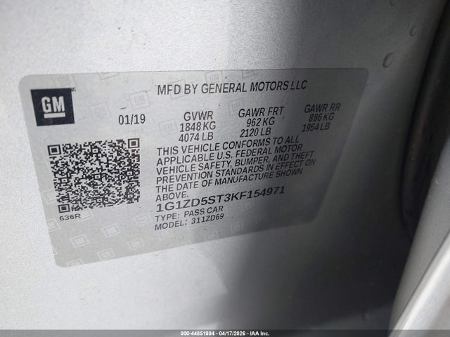 1G1ZD5ST3KF154971 Chevrolet MALIBU LT