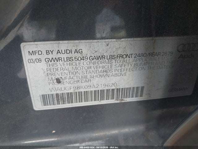 Продажа на аукционе авто 2009 Audi A4 2.0t Avant, vin: WAUGF98K09A219620, номер лота: 44851934