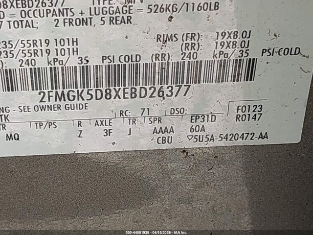 Ford Flex Limited 2014 2FMGK5D8XEBD26377 Image 9