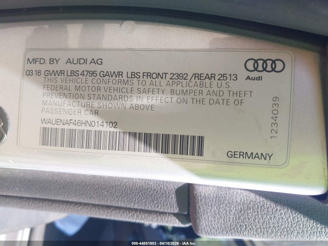 2017 AUDI A4 WAUENAF46HN014102 Photo 8