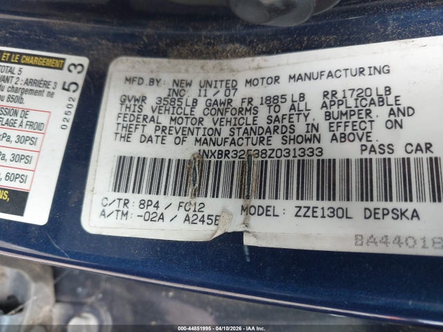 2008 TOYOTA COROLLA 1NXBR32E38Z031333 Photo 8