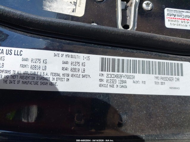 Продаж на аукціоні авто 2015 Dodge Charger Se, vin: 2C3CDXBG9FH768220, номер лоту: 44852004