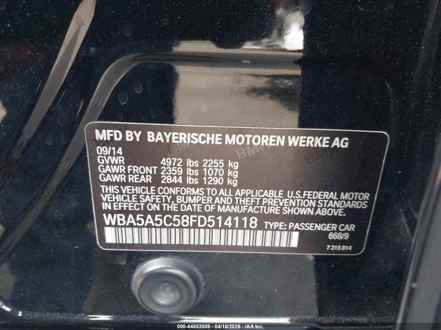 Aukcja sprzedaży 2015 Bmw 528i, vin: WBA5A5C58FD514118, numer aukcji: 44852009