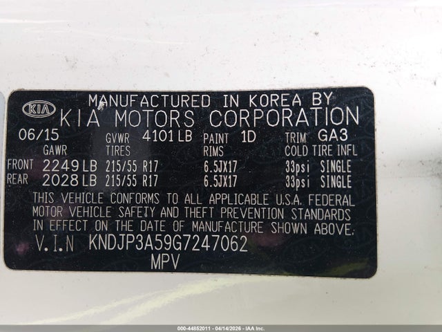 Aukcja sprzedaży 2016 Kia Soul +, vin: KNDJP3A59G7247062, numer aukcji: 44852011