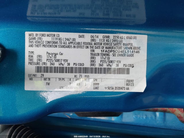 1FADP5CU4EL514146 Ford C-max Energi Sel