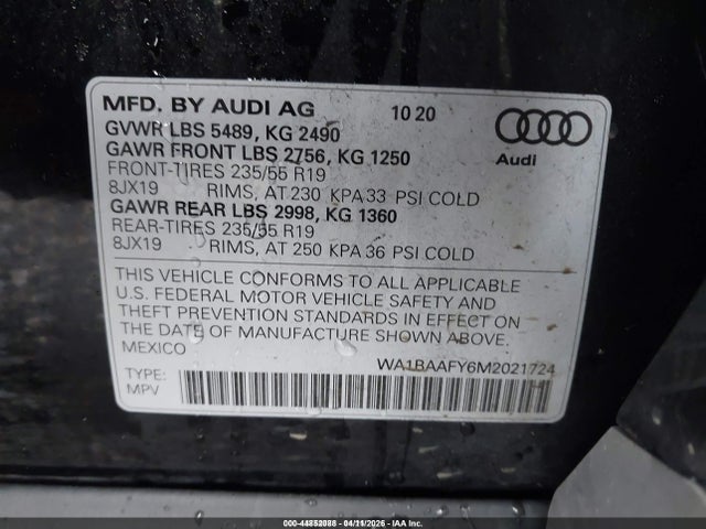 Продажа на аукционе авто 2021 Audi Q5 Premium Plus 45 Tfsi Quattro S Tronic, vin: WA1BAAFY6M2021724, номер лота: 44852088