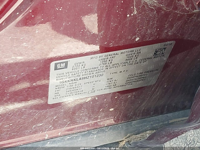 44852091 :رقم المزاد ، 1GKKNKLA8HZ101230 vin ، 2017 Gmc Acadia Sle-1 مزاد بيع