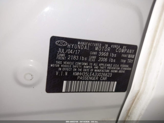KMHH35LE4JU026623 Hyundai ELANTRA GT