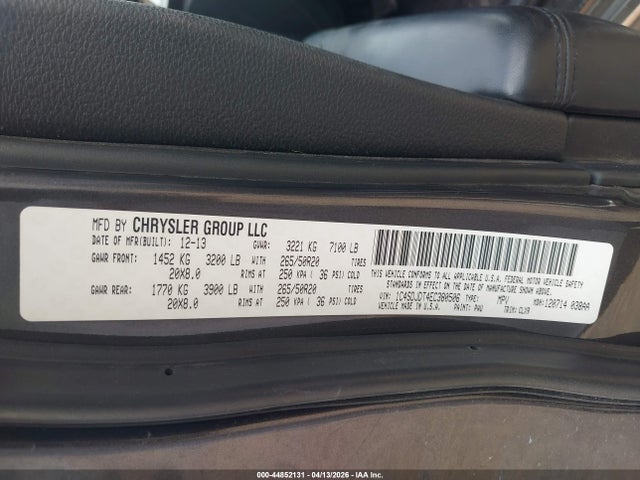 Aukcja sprzedaży 2014 Dodge Durango Limited, vin: 1C4SDJDT4EC380506, numer aukcji: 44852131