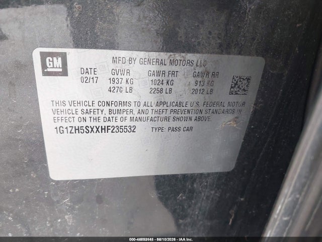 2017 Chevrolet Malibu Premier მანქანა იყიდება აუქციონზე, vin: 1G1ZH5SXXHF235532, აუქციონის ნომერი: 44852148