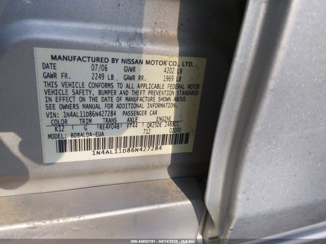 2006 NISSAN ALTIMA 1N4AL11D86N427284 Photo 8