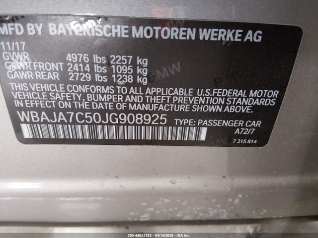 WBAJA7C50JG908925 BMW 530i Xdrive