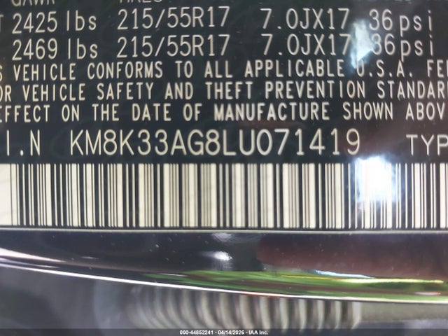 Продаж на аукціоні авто 2020 Hyundai Kona Electric Limited, vin: KM8K33AG8LU071419, номер лоту: 44852241