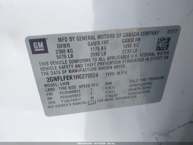 Chevrolet EQUINOX LT 2017 2GNFLFEK1H6279824 Image 9