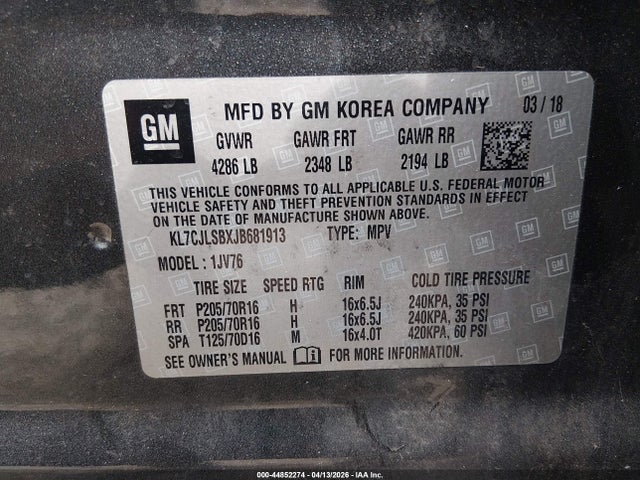 Chevrolet Trax Lt 2018 KL7CJLSBXJB681913 Image 9