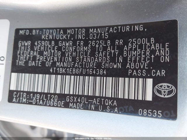 Toyota Avalon Xle Touring 2015 4T1BK1EB6FU164384 Image 9
