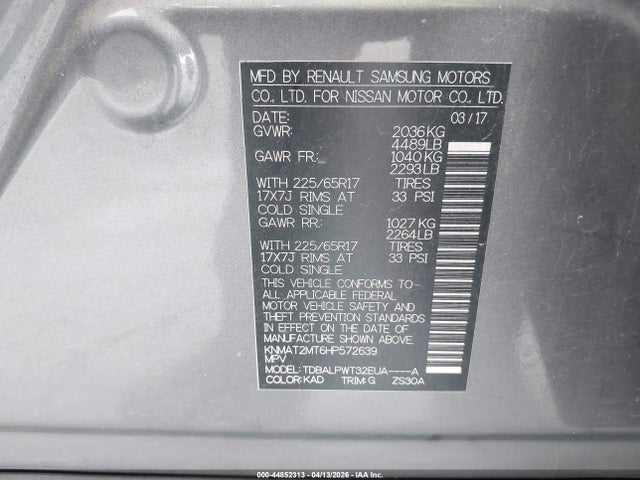 KNMAT2MT6HP572639 Nissan ROGUE S