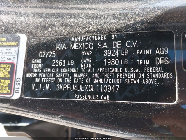 Auction sale of the 2025 Kia K4 Ex, vin: 3KPFU4DEXSE110947, lot number: 44852314