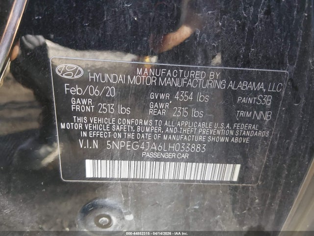 Hyundai SONATA SE 2020 5NPEG4JA6LH033883 Image 9